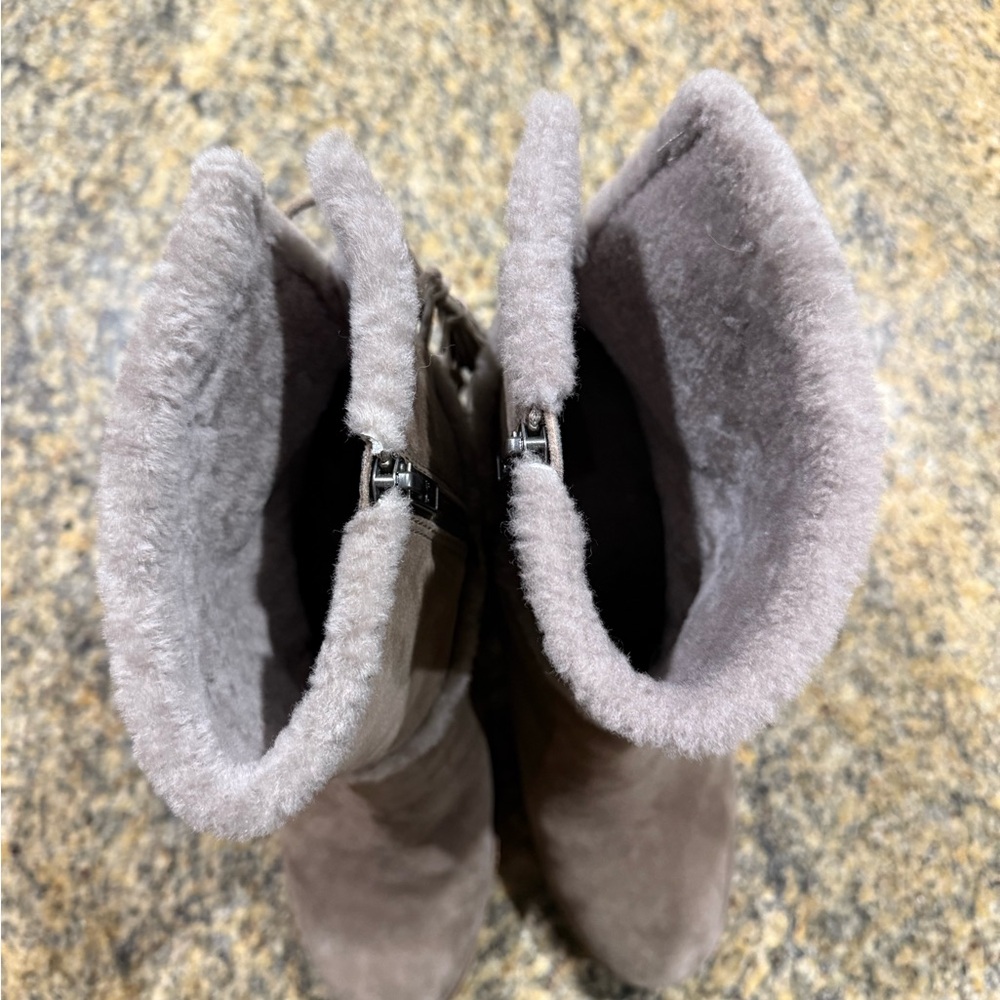 Women's Frye Jen shearling Suede Ankle Boots with Faux Fur Trim - Picture 4 of 11
